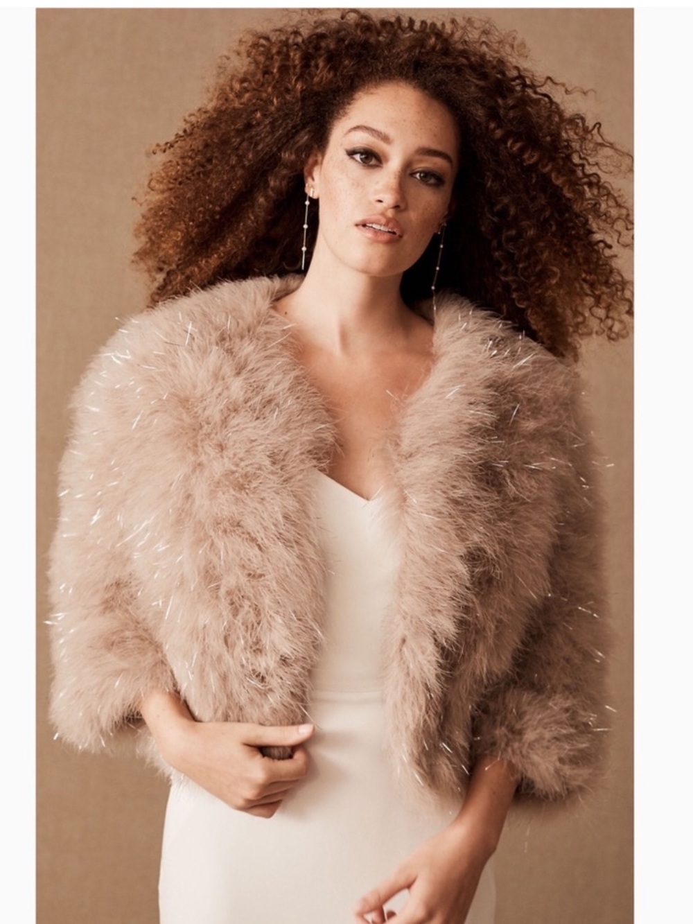 Anthropologie x BHLDN Jocelyn Cady Fur Jacket Blush XS
